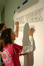 Greek Week publicity committee people making an advertisement (Technique people ask me; I have names and caption)