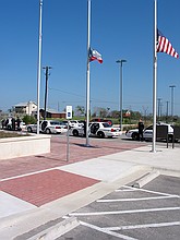 Pflugerville officers ready for the procession to the funeral (taken by Kathi)