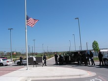 Pflugerville officers ready for the procession to the funeral (taken by Kathi)