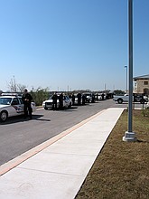 Pflugerville officers ready for the procession to the funeral (taken by Kathi)