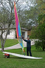 taking the old windsurfer for a spin on Lake Jensen (i.e. the front yard)