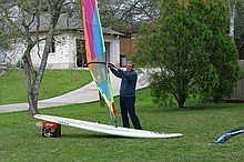 taking the old windsurfer for a spin on Lake Jensen (i.e. the front yard)