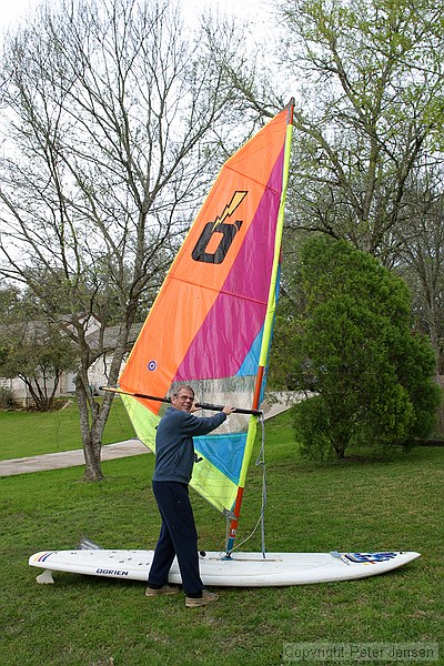 taking the old windsurfer for a spin on Lake Jensen (i.e. the front yard)