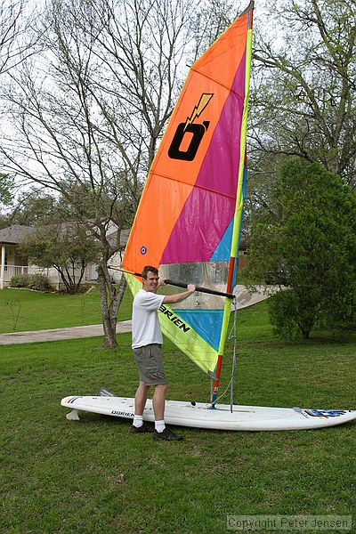 taking the old windsurfer for a spin on Lake Jensen (i.e. the front yard)