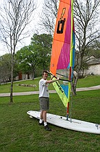 taking the old windsurfer for a spin on Lake Jensen (i.e. the front yard)