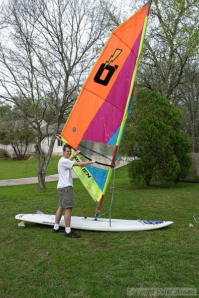 taking the old windsurfer for a spin on Lake Jensen (i.e. the front yard)