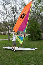 taking the old windsurfer for a spin on Lake Jensen (i.e. the front yard)
