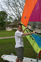 taking the old windsurfer for a spin on Lake Jensen (i.e. the front yard)