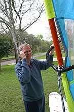 taking the old windsurfer for a spin on Lake Jensen (i.e. the front yard)