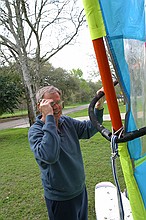 taking the old windsurfer for a spin on Lake Jensen (i.e. the front yard)