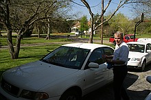 dad cleaning the cars