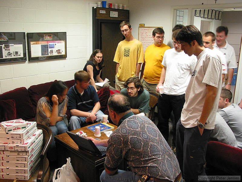 Stanley Leary giving the student publications photography staff a talk about his approach to photojournalism