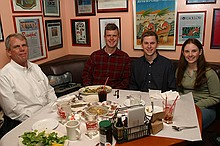 Paul, Peter, Charlie, and Lindsay enjoy a quick lunch at the Seatac Roasters Sunday morning.