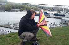 Peter checking the fin