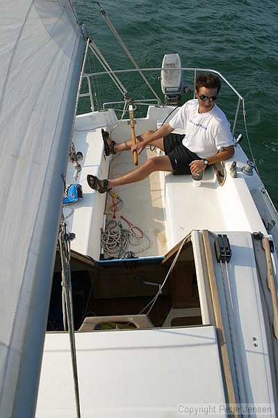 Jacob sailing the Catalina 22