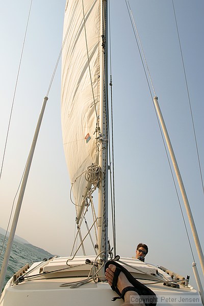 Jacob sailing the Catalina 22