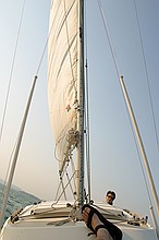 Jacob sailing the Catalina 22