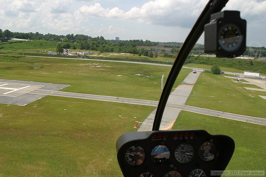 shot through the canopy of a Robinson R-44
