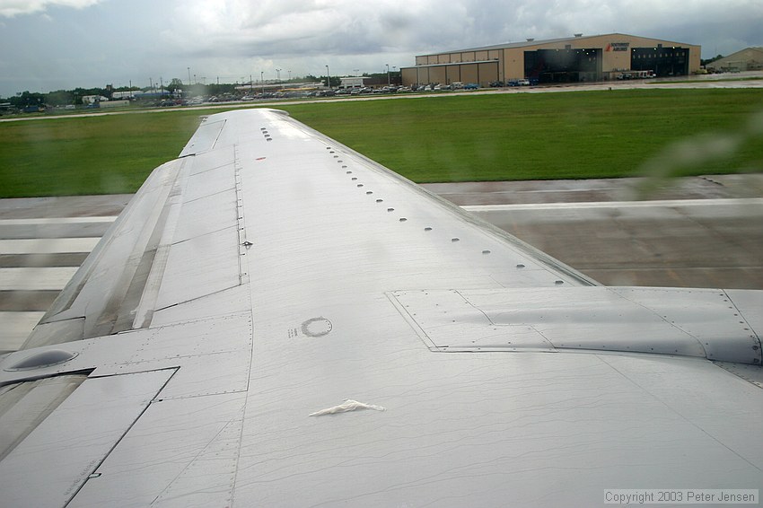 A sequence of images showing a piece of paper towel left on the wing by a maintenance guy as it blows off the wing on the takeoff roll.  It was almost completely gone before Vr.