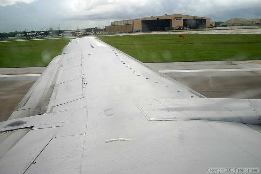 A sequence of images showing a piece of paper towel left on the wing by a maintenance guy as it blows off the wing on the takeoff roll.  It was almost completely gone before Vr.