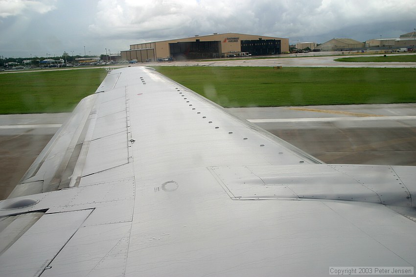 A sequence of images showing a piece of paper towel left on the wing by a maintenance guy as it blows off the wing on the takeoff roll.  It was almost completely gone before Vr.