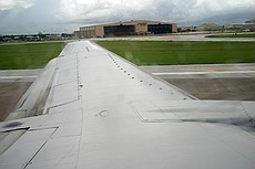 A sequence of images showing a piece of paper towel left on the wing by a maintenance guy as it blows off the wing on the takeoff roll.  It was almost completely gone before Vr.
