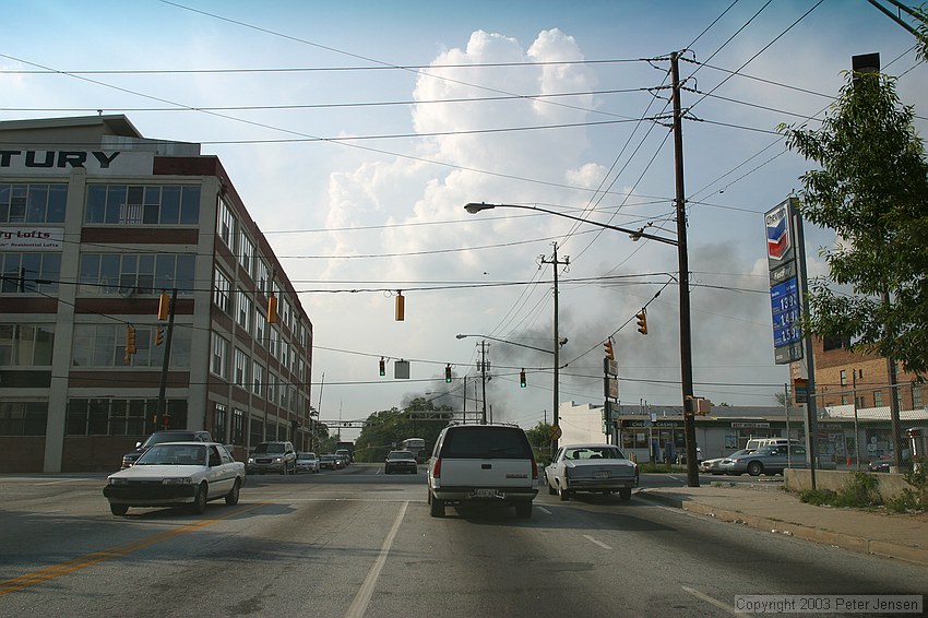 saw the plume of smoke from this fire while heading up toward Northside Drive from I-20 on my way home from Birmingham airport