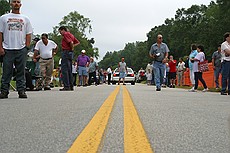 part of the crowd out to view