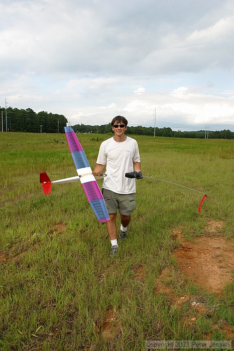 the grin is from the ten or so minute flight he just had with mostly motor-off time.