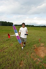 the grin is from the ten or so minute flight he just had with mostly motor-off time.