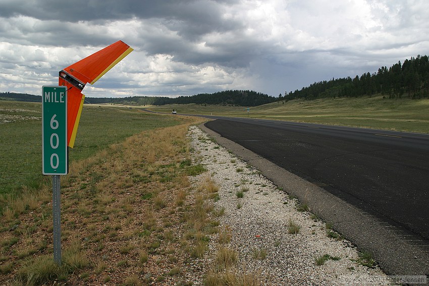 Zagi fun in the long open meadows on the way in to the north rim of the Grand Canyon National Park.  Charlie let me fly the Zagi while he drove.