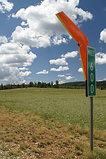 Zagi fun in the long open meadows on the way in to the north rim of the Grand Canyon National Park.  Charlie let me fly the Zagi while he drove.