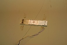 neat strain gauge used at the petrified forest national park in a building; bolt both ends down with the stuff aligned, watch it move.