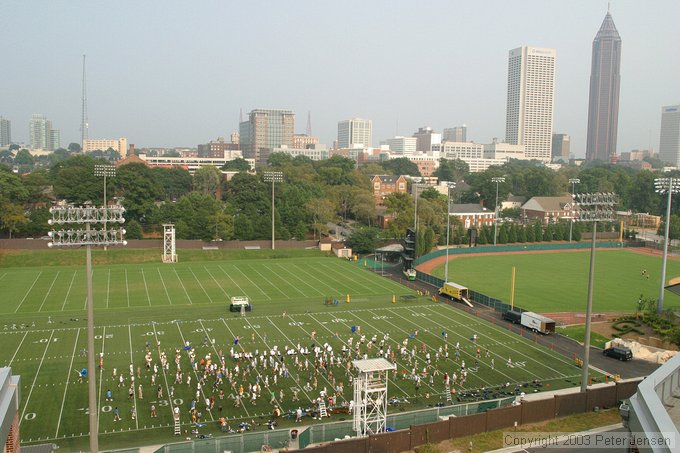 GT marching band, as viewed from the roof of the EST building