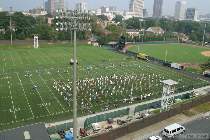 GT marching band, as viewed from the roof of the EST building