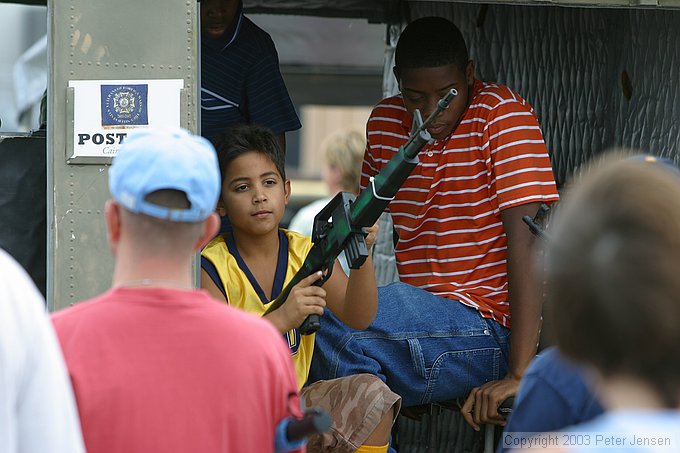 note the finger off the trigger - clearly he's been taught well