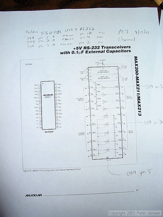 part of the data sheet for the serial line level converter in the Belkin