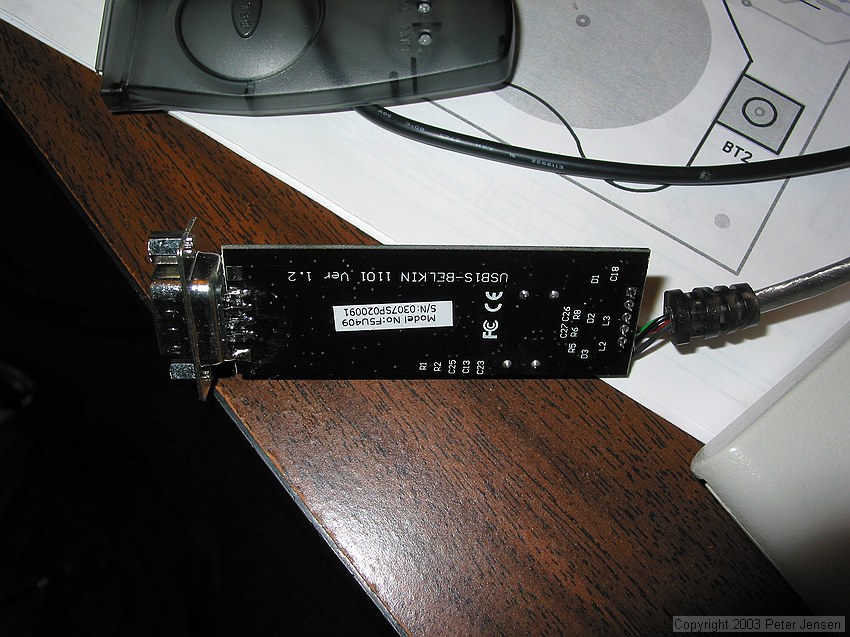 the bottom of the Belkin F5U409 USB -> serial adapter