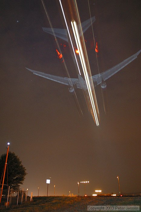 550EX flash (1 or 2) were used to illuminate the bottom of the aircraft as they were coming in to create this effect.  Credit to Charles for the idea.