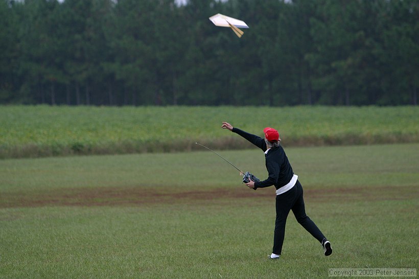 Breck launching his wing