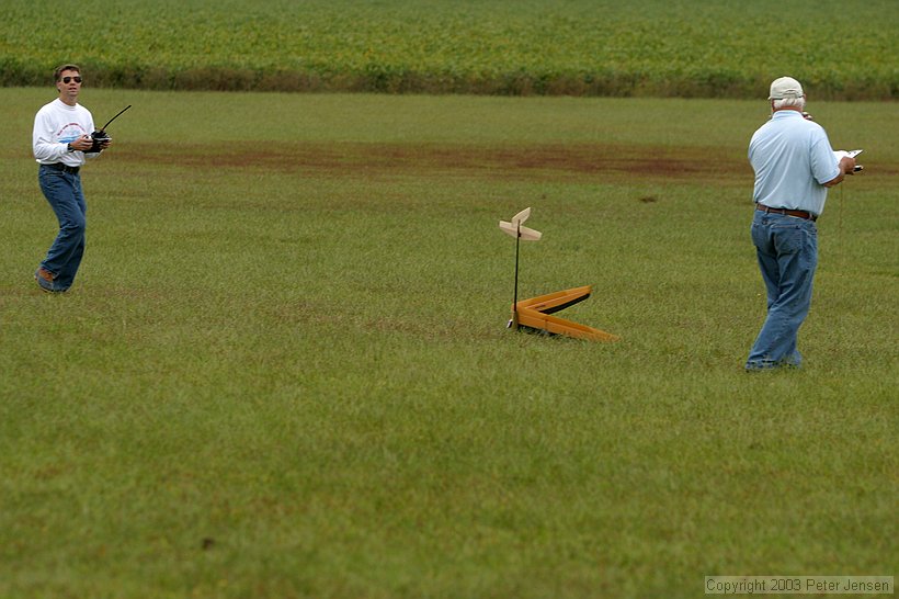 Denny's model after a powerful midair (full power launch from Oleg and another plane wandered into the kill zone)