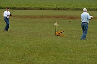 Denny's model after a powerful midair (full power launch from Oleg and another plane wandered into the kill zone)