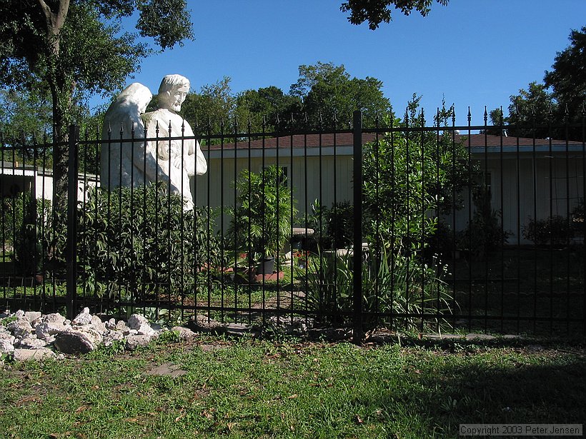 truly epic lawn ornaments near the church in Houston