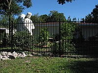 truly epic lawn ornaments near the church in Houston