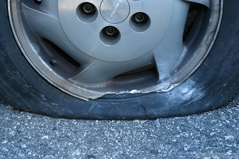 wheel and tire destroyed