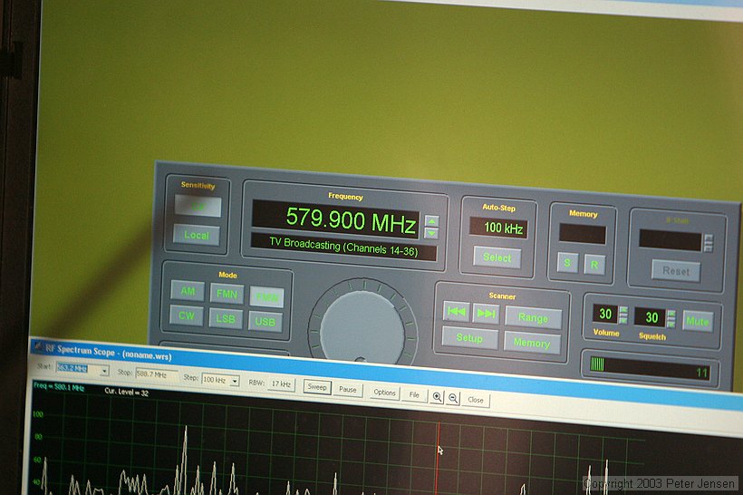 Winradio.  ESPN folks were using it primarily as a spectrum analyzer to find open spots to throw audio links.