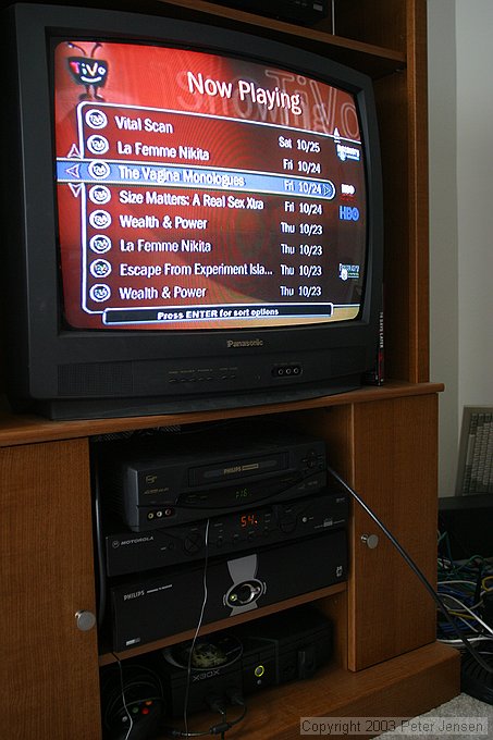 Charlie's TiVo has strange preferences.  These were the automatically recorded programs that it's suggesting based on his current choices. :)