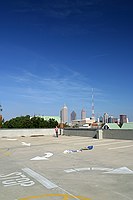 about to launch the kite on the student center deck