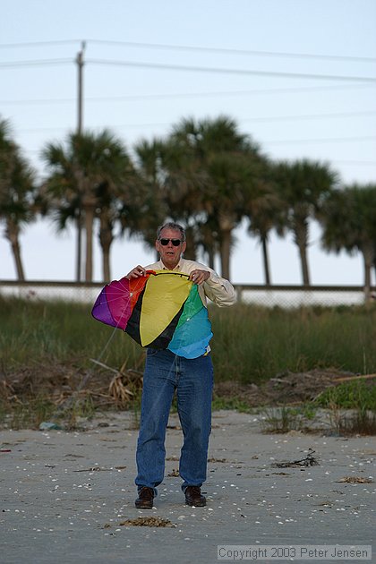 Paul launching the mini stunt kite