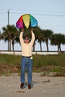 Paul launching the mini stunt kite